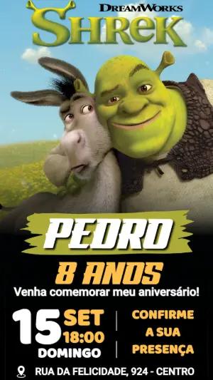 Convite de Aniversário Shrek Editável para Festa Infantil