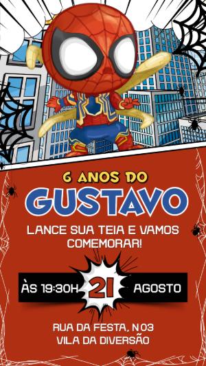 Convite de Aniversário Homem-Aranha Baby Editável para Festa