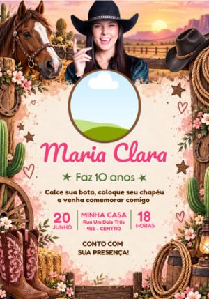 Convite de Aniversário Ana Castela Boiadeira com Foto Editável