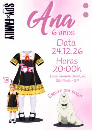 Convite Aniversário Spy Family: Vire a Anya com sua Foto IA!