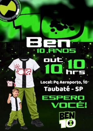 Convite Animado Ben 10: Vire o Herói com sua Foto por IA