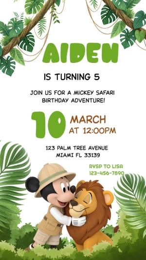 Editable Mickey Safari Birthday Invitation Template