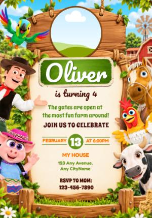 Zenon's Farm Birthday Invitation | Editable Template