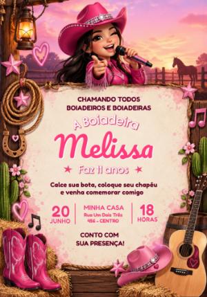 Convite de Aniversário Ana Castela Boiadeira Editável
