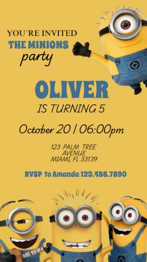 Animated Minions Birthday Invitation Video Template