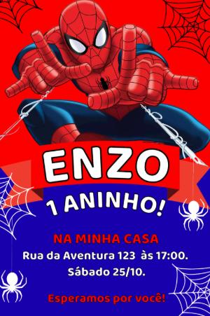 Convite de Aniversário Homem-Aranha Digital para Editar