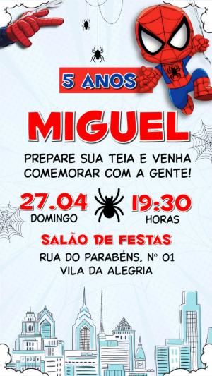 Convite de Aniversário Homem-Aranha Baby Modelo Editável
