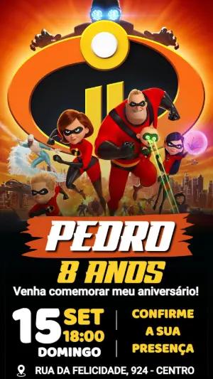 Convite de Aniversário Os Incríveis: Modelo Digital Editável