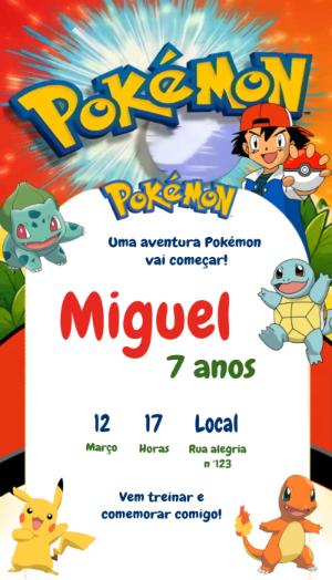 Convite Animado de Aniversário Pokémon para Editar Online