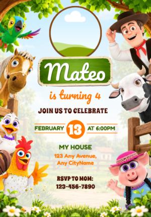 Editable Zenon's Farm Birthday Invitation Template
