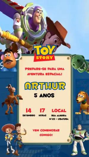 Convite Animado Toy Story: Vídeo de Aniversário para Editar