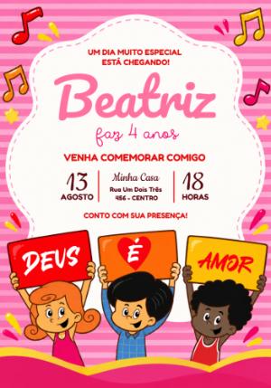 Convite de Aniversário 3 Palavrinhas Editável para Festa Infantil