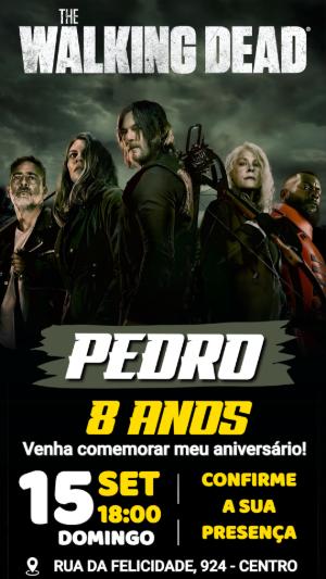 Convite de Aniversário The Walking Dead para Editar Online