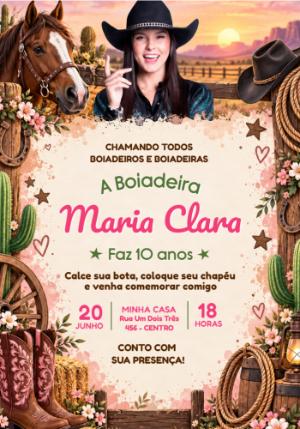 Convite de Aniversário Ana Castela Boiadeira Editável