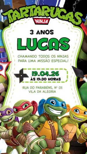Convite de Aniversário Tartarugas Ninjas para Editar Online