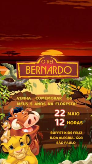 Convite Animado de Aniversário O Rei Leão para Editar