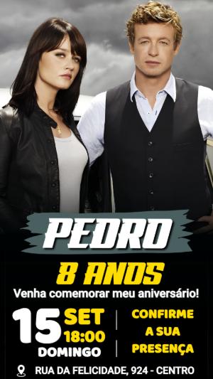 Convite de Aniversário O Mentalista: Modelo Digital Editável