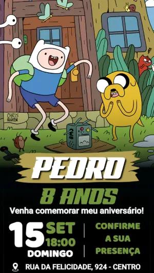 Convite de Aniversário Hora de Aventura Digital para Editar