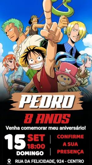 Convite de Aniversário One Piece: Modelo Digital Editável