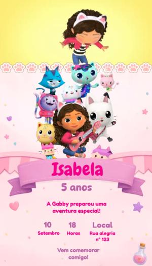Convite Animado de Aniversário A Casa Mágica da Gabby
