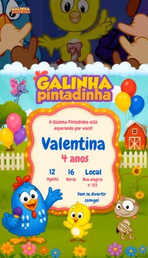 Convite Animado Galinha Pintadinha para Aniversário Editável