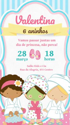 Vídeo Convite de Aniversário Spa Menina para Editar Online