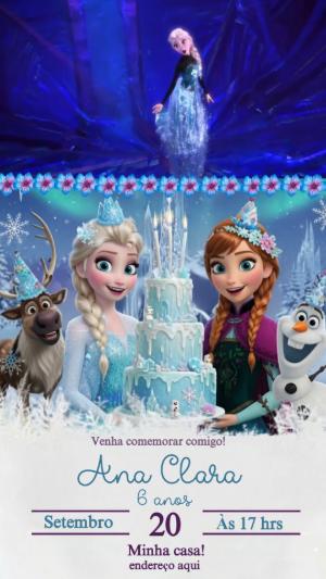Vídeo Convite Animado Frozen: Aniversário Mágico Editável