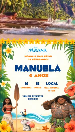 Convite Animado de Aniversário Moana Editável