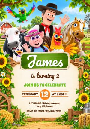 Zenon's Farm Birthday Invitation | Editable Template