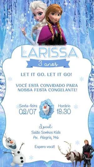 Convite de Aniversário Frozen: Modelo Digital Editável