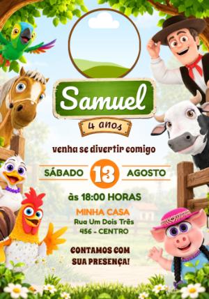 Convite de Aniversário A Fazenda do Zenon com Foto Editável