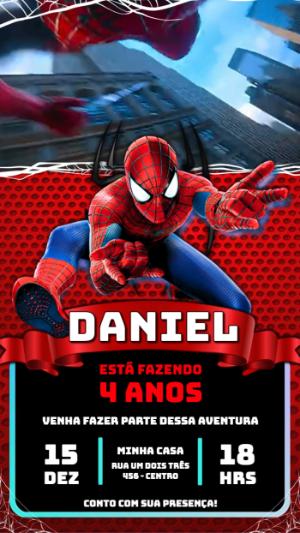 Convite Animado de Aniversário Homem-Aranha para Editar