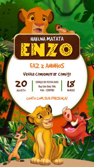 Convite Animado O Rei Leão: Vídeo Editável para Aniversário