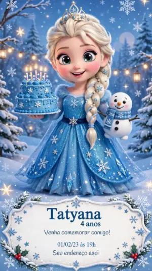 Convite de Aniversário Frozen Elsa Editável Online
