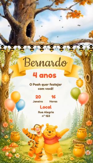 Vídeo Convite de Aniversário Ursinho Pooh Editável