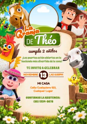Invitación Editable de Cumpleaños de La Granja de Zenón