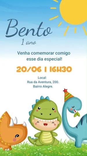 Vídeo Convite de Aniversário Dinossauro Baby: Modelo Editável