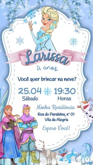 Convite de Aniversário Frozen Aquarela para Editar