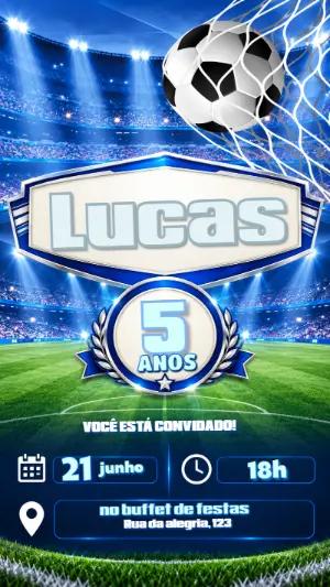 Convite de Aniversário Futebol com Estádio para Editar