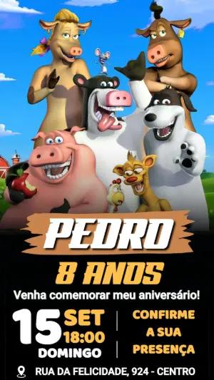 Convite de Aniversário O Segredo dos Animais Editável Digital