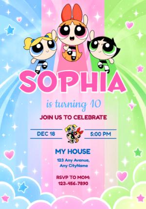 Editable Powerpuff Girls Birthday Invitation Template