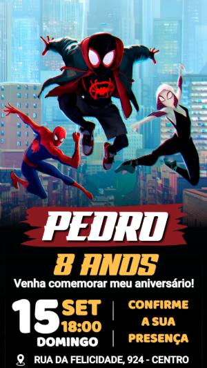 Convite de Aniversário Homem-Aranha Aranhaverso Editável