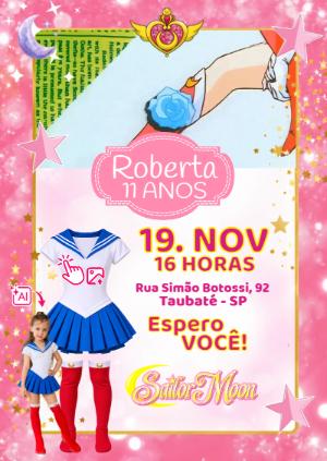Convite Animado Sailor Moon: Vire a Guerreira da Lua com Foto IA