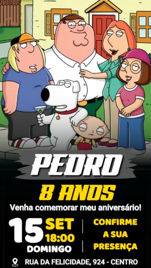 Convite de Aniversário Uma Família da Pesada Editável