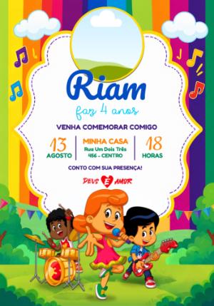 Convite de Aniversário 3 Palavrinhas com Foto para Editar