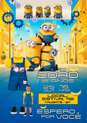 Convite Animado Minions: Vire um Minion com sua Foto IA
