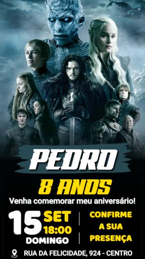 Convite de Aniversário Game of Thrones Personagens Icônicos Editável