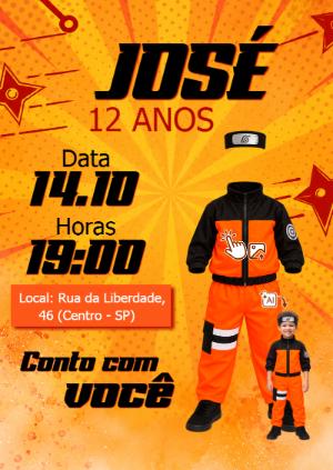 Vire um Ninja! Convite Naruto com Foto IA Editável