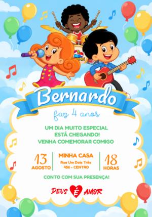 Convite de Aniversário 3 Palavrinhas para Editar Online