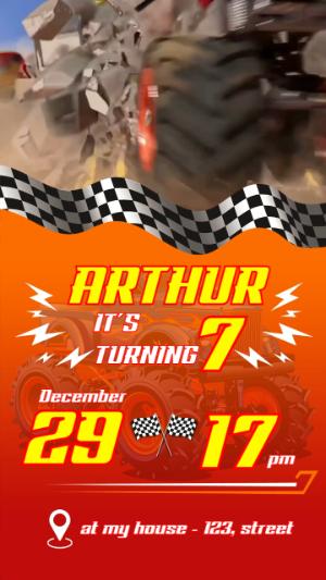 Hot Wheels Monster Trucks Animated Birthday Video Invitation